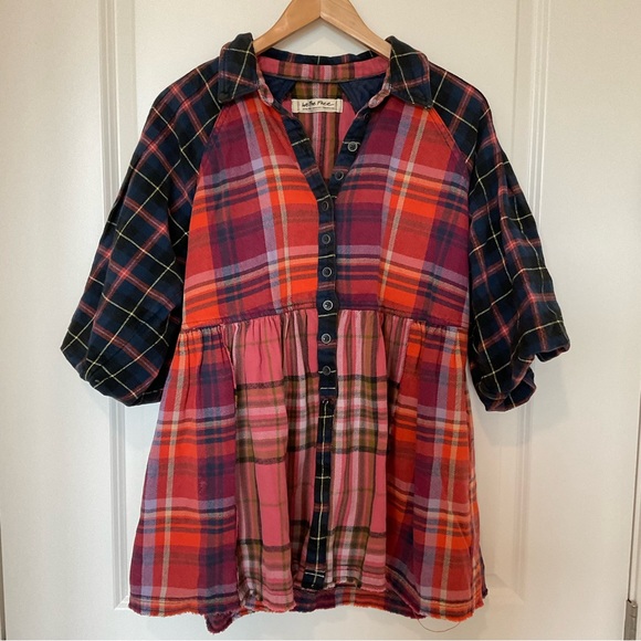 Free People We the Free Moon Bay mixed plaid top - Picture 4 of 13